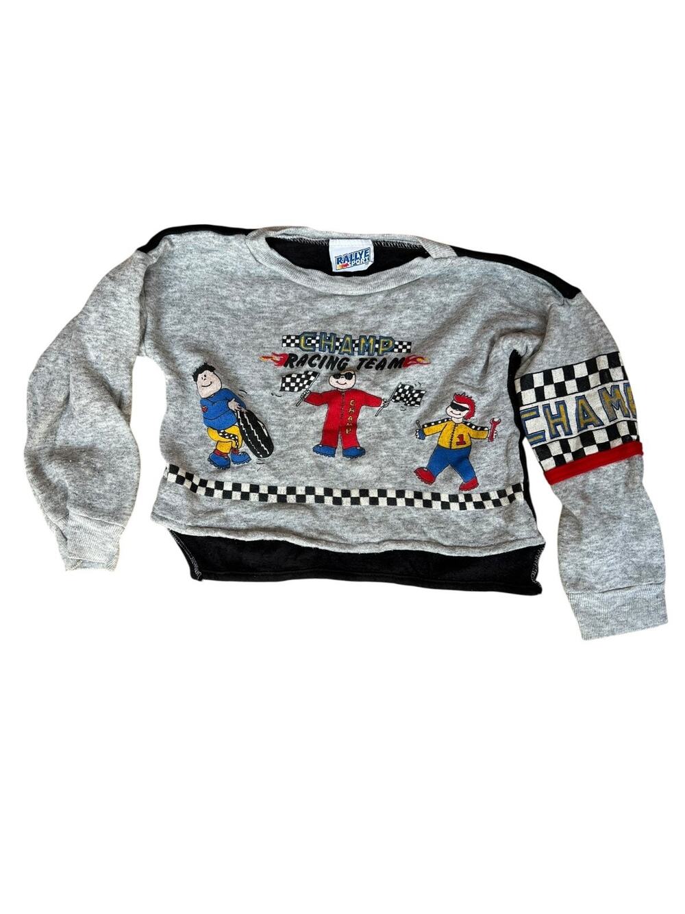 Vintage 80s Rallye Sport Kids Boy Race Car Driver Graphic Sweatshirt Size 6